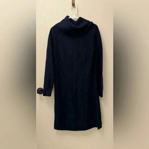 Banana Republic Cowl Neck Longsleeve Cable Knit Sweater Dress Blue Sz XS Petite